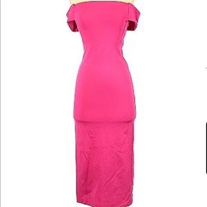 💕Hot Pink Off Shoulder Bodycon Midi Dress💕